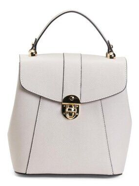 CHEVAL Made In Italy Leather Convertible Backpack With Gold Hardware